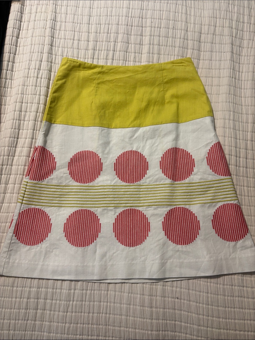Boden Yellow, White & Pink Dot-Print Pencil Skirt